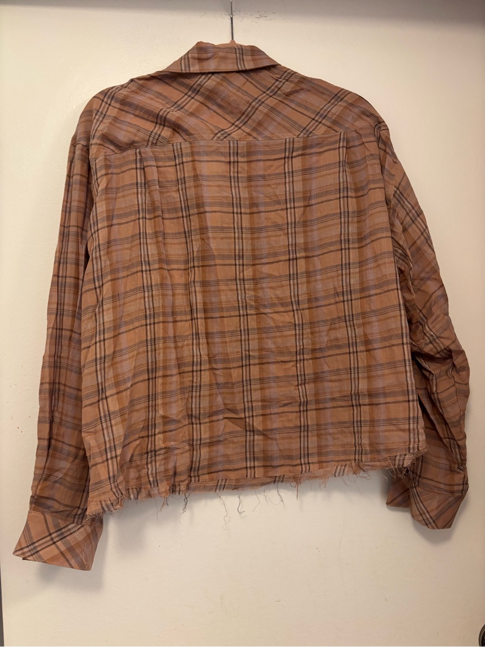 Millibon
 Women's Plaid Button-Up Shirt boho thin - Rust Tan - Picture 2 of 5